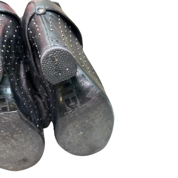 Sam Edelman Black Leather Studded Over-the-Knee Wedge Boots Buckle - Women’s 7.5 - Picture 12 of 15